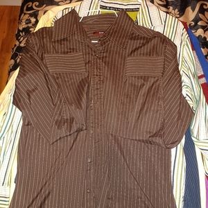 Textured long sleeve button down